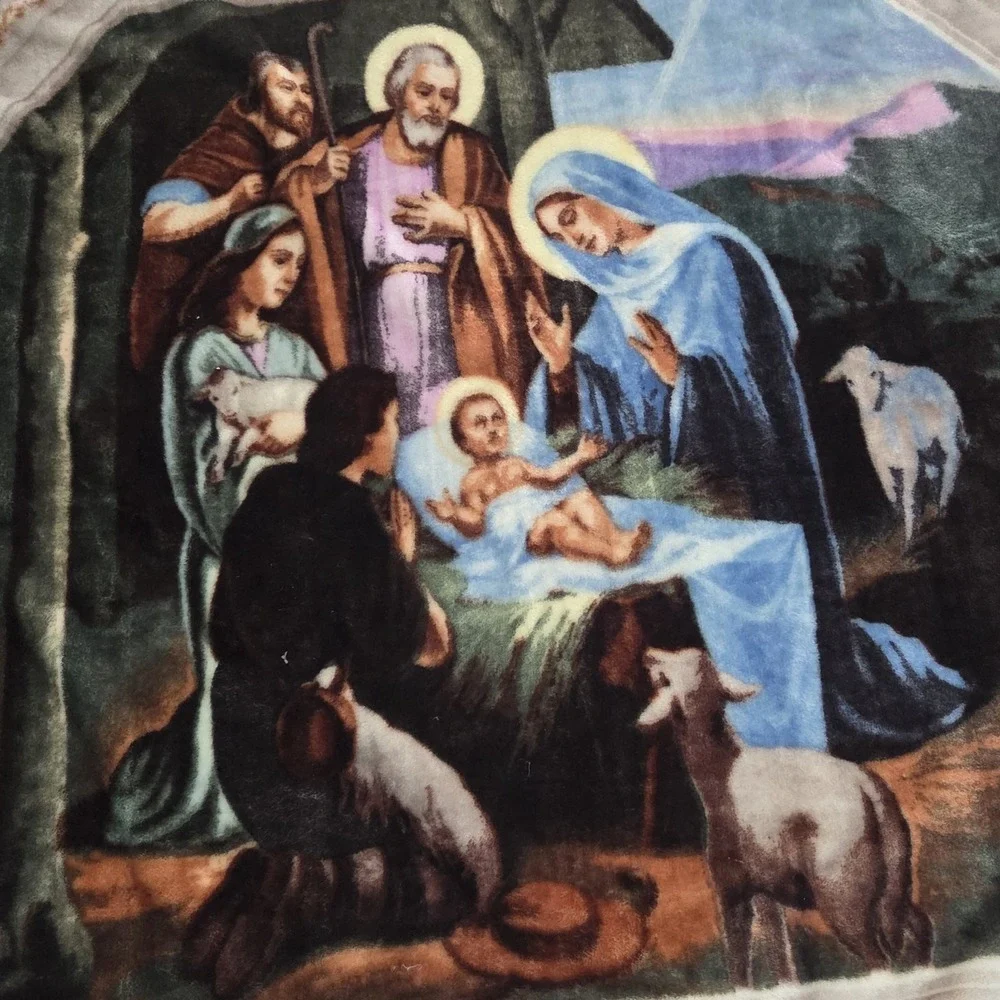 Nativity Scene Throw Blanket Christmas 50x60